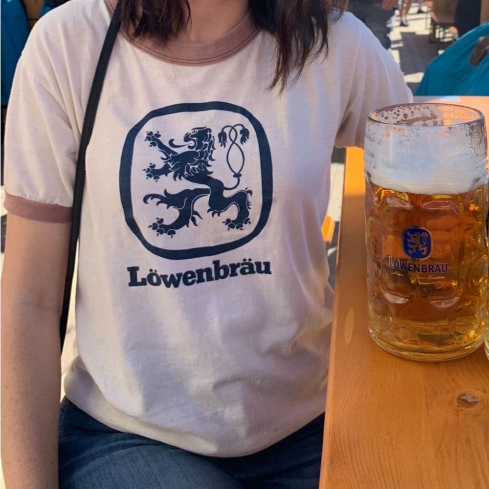 Insane 70s vintage lowenbrau beer oktoberfest German tee size medium